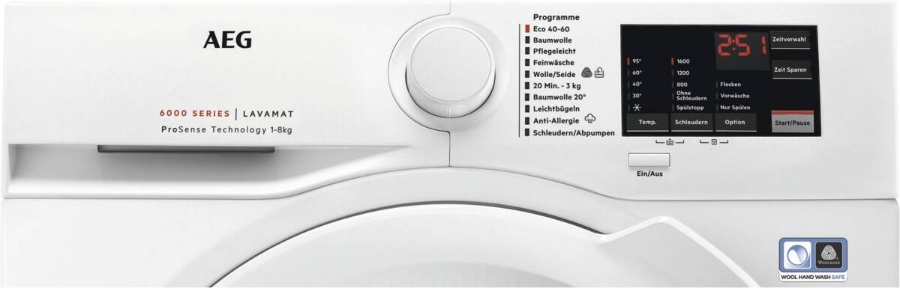 AEG LAVAMAT L6FBA51680 Waschmaschine 8 kg 1600 U/min Weiss