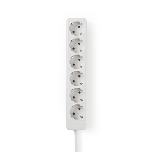 Nedis EXSO630F1WT Verlängerungsbuchse Schutzkontakt / Typ F (CEE 7/7) | 6-Wege | 3.00 m | 3680 W 
