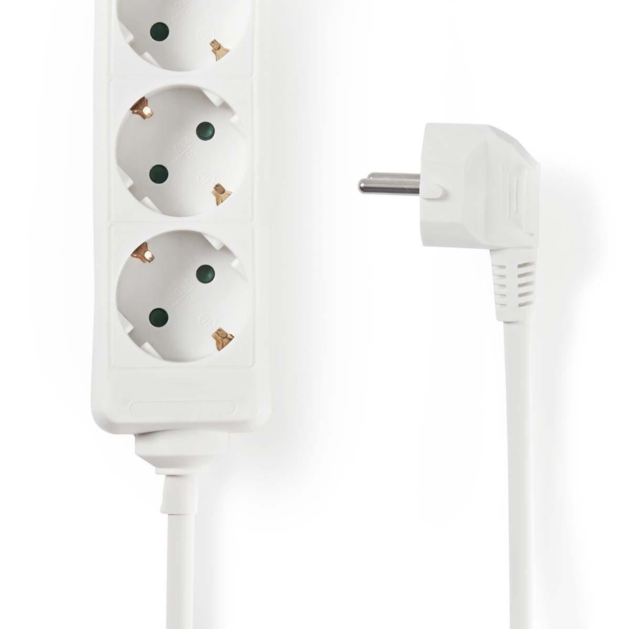 Nedis EXSO630F1WT Verlängerungsbuchse Schutzkontakt / Typ F (CEE 7/7) | 6-Wege | 3.00 m | 3680 W 
