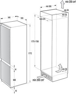 Gorenje NRKI518EA1 Kühl-Gefrierkombination Einbau Festtür  177 cm Nofrost