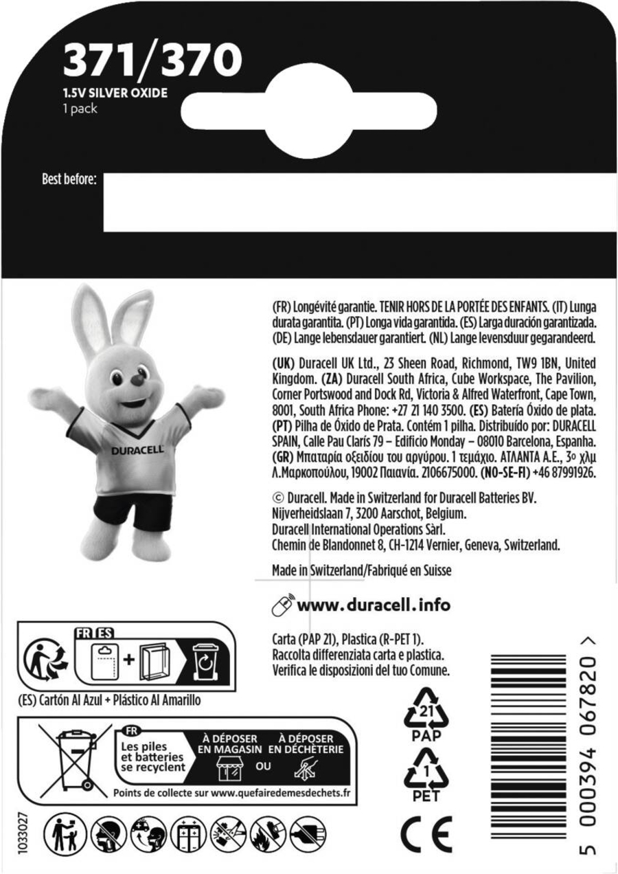Duracell D371 / D370 Watch Batterie 