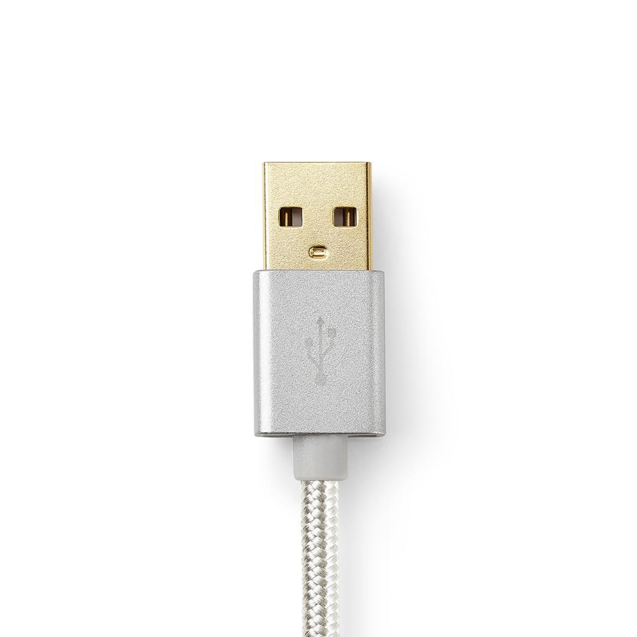 Nedis CCTB39300AL20 Lightning Kabel 2.00 m | Rund | Geflochten    Nylon | Aluminium | Verpackung mit Sichtfenster Vergoldet 