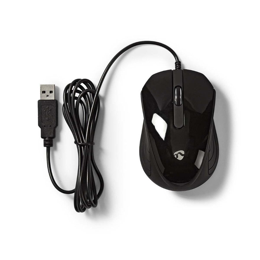 Nedis MSWD300BK Kabelgebundene Desktop-Maus DPI: 1200 dpi | Anzahl Knöpfe: 3 | Beidhändig  1.50 m 
