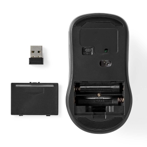 Nedis MSWS105BK  Mouse  Anzahl Knöpfe: 4 | Beidhändig Drahtlos | 800 / 1200 / 1600 dpi | Einstellbar DPI