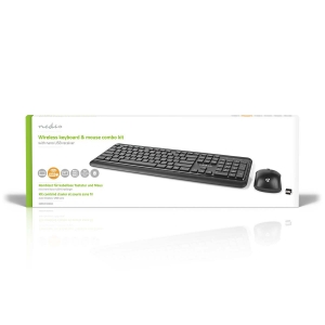 Nedis KBMCW100BKUS Maus und Tastatur-Set Wireless QWERTY | US!! Maus- und Tastaturverbindung: USB | 800 / 1200 / 1600 dpi | 