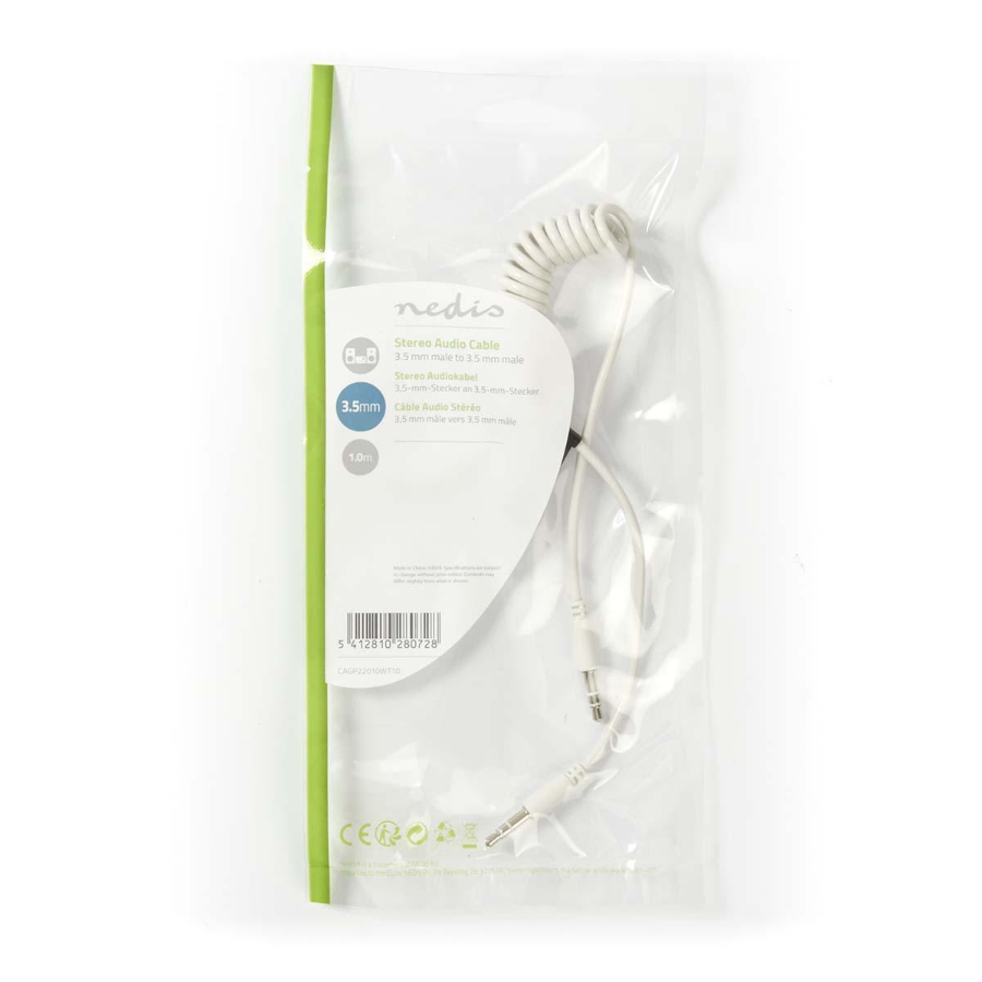 Nedis CAGP22010WT10 Stereo-Audiokabel | Vernickelt | 1.00 m | Rund 3.5 mm Stecker | 3.5 mm Stecker Weiss
