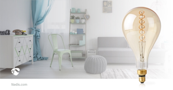 Nedis LEDBTFE27A160 LED-Filament-Lampe E27 A160 | 5 W | 280 lm | 2000 K | Dimmbar | Warmweiss 