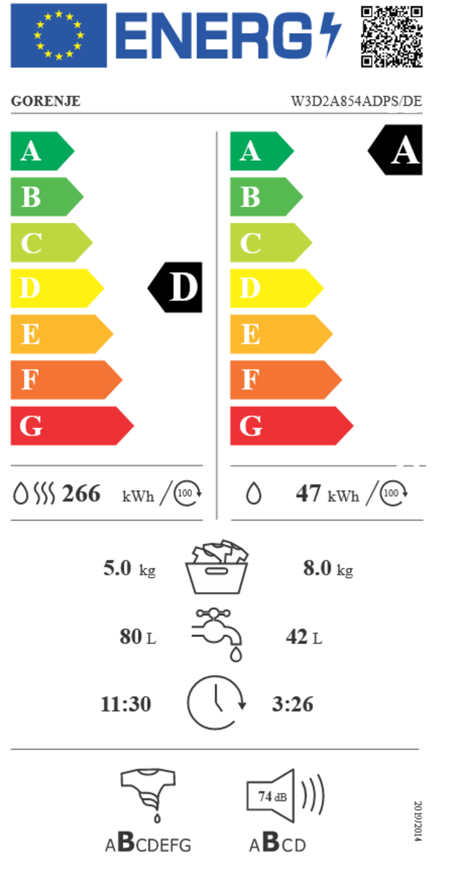 Gorenje W3D2A854ADPS/DE Waschtrockner  8/5 kg 
