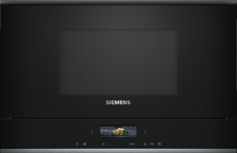 Siemens BE732R1B1  iQ700 Einbau-Mikrowelle Schwarz Edelstahl 60cm rechts Anschlag