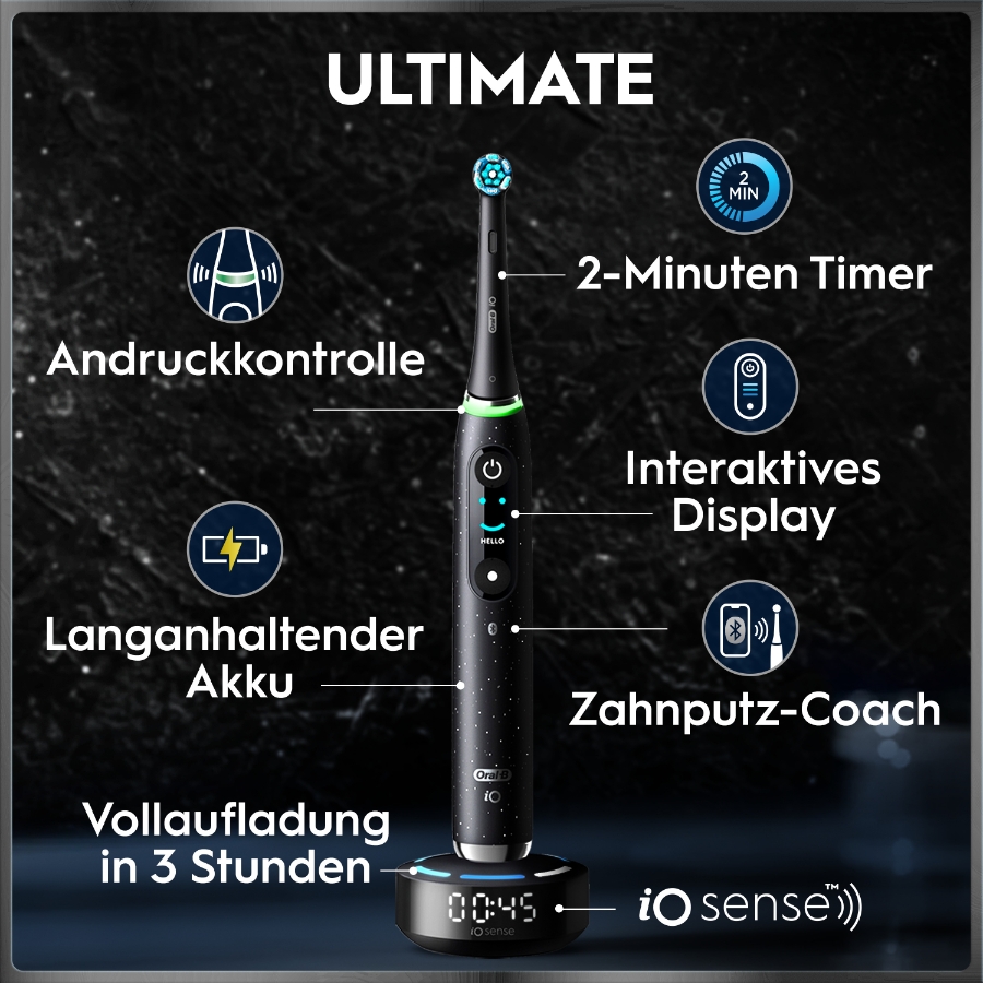 Oral-B iO Series 10 Elektrische Zahnbürste Black Luxe Edition 