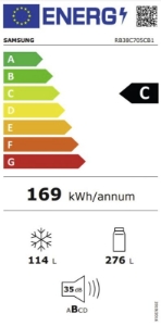 Samsung RB38C705CB1/EF Kühl- Gefrierkombination NoFrost  390 Liter Schwarz