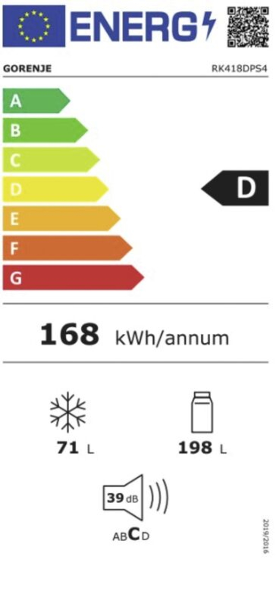 Gorenje RK418DPS4 Kühl-/Gefrierkombinationen Stand 269 Liter (BxHxT):550x1800x557mm