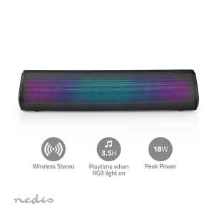 Nedis SPBT2006BK  Bluetooth®-Lautsprecher max. Batteriespielzeit: 6 Std | Tisch Design | 18 W | Stereo