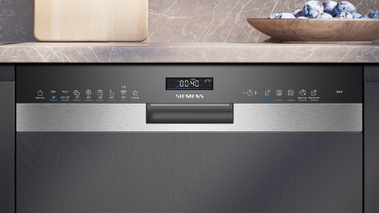 Siemens SN55ES08CE  iQ500 Geschirrspüler Einbau teilintegriert 60cm mit Besteckschublade