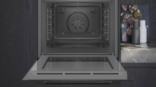 Siemens HE213ABB0 iQ300, Einbau-Herd, 60 x 60 cm, Deep black inox Schwarz