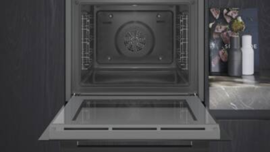 Siemens HE213ABB0 iQ300, Einbau-Herd, 60 x 60 cm, Deep black inox Schwarz