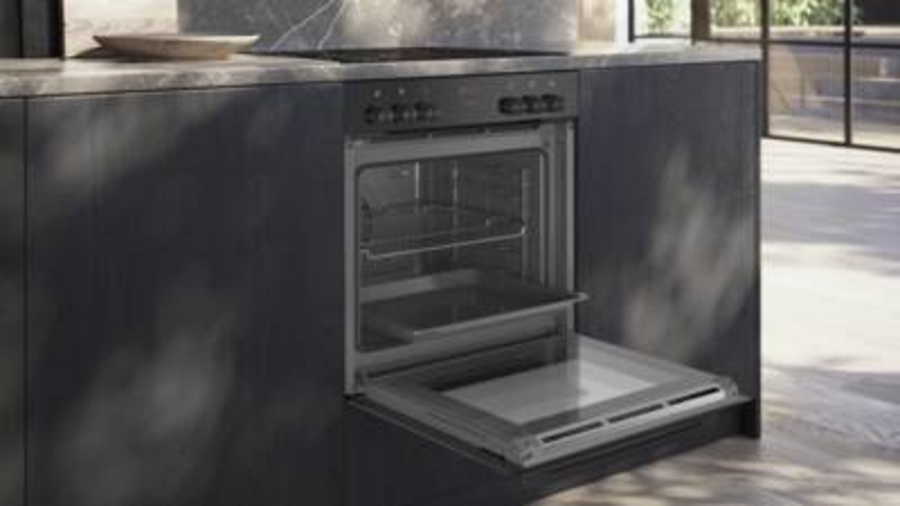 Siemens HE213ABB0 iQ300, Einbau-Herd, 60 x 60 cm, Deep black inox Schwarz