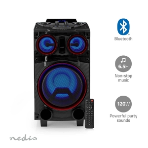 Nedis SPPT800BK Bluetooth-Party-Lautsprecher max. Batteriespielzeit: 6.5 Std | 120 W | Tragegriff