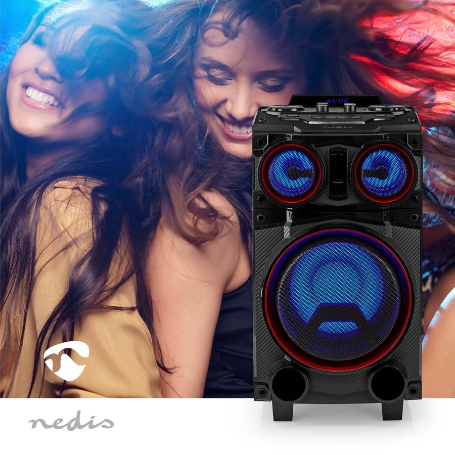 Nedis SPPT800BK Bluetooth-Party-Lautsprecher max. Batteriespielzeit: 6.5 Std | 120 W | Tragegriff