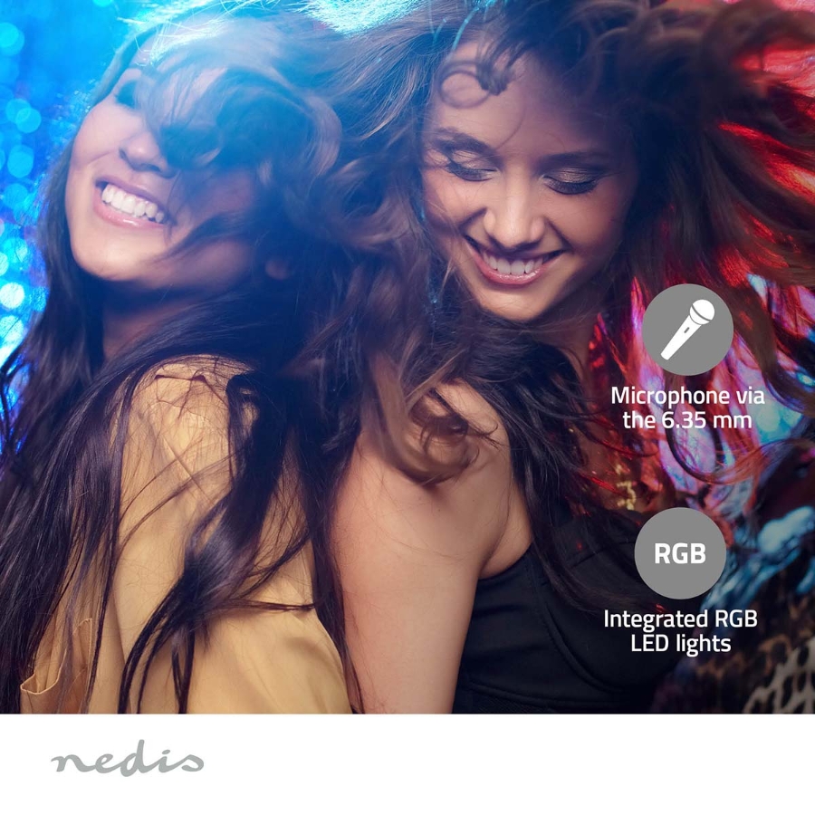 Nedis SPPT800BK Bluetooth-Party-Lautsprecher max. Batteriespielzeit: 6.5 Std | 120 W | Tragegriff