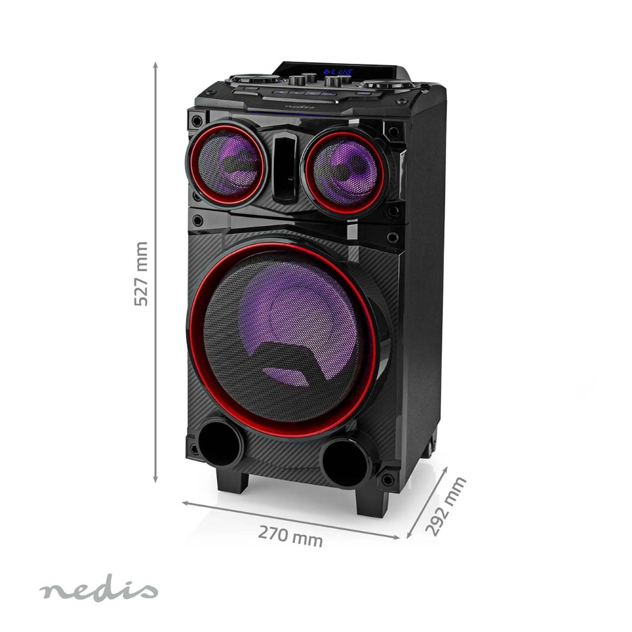 Nedis SPPT800BK Bluetooth-Party-Lautsprecher max. Batteriespielzeit: 6.5 Std | 120 W | Tragegriff