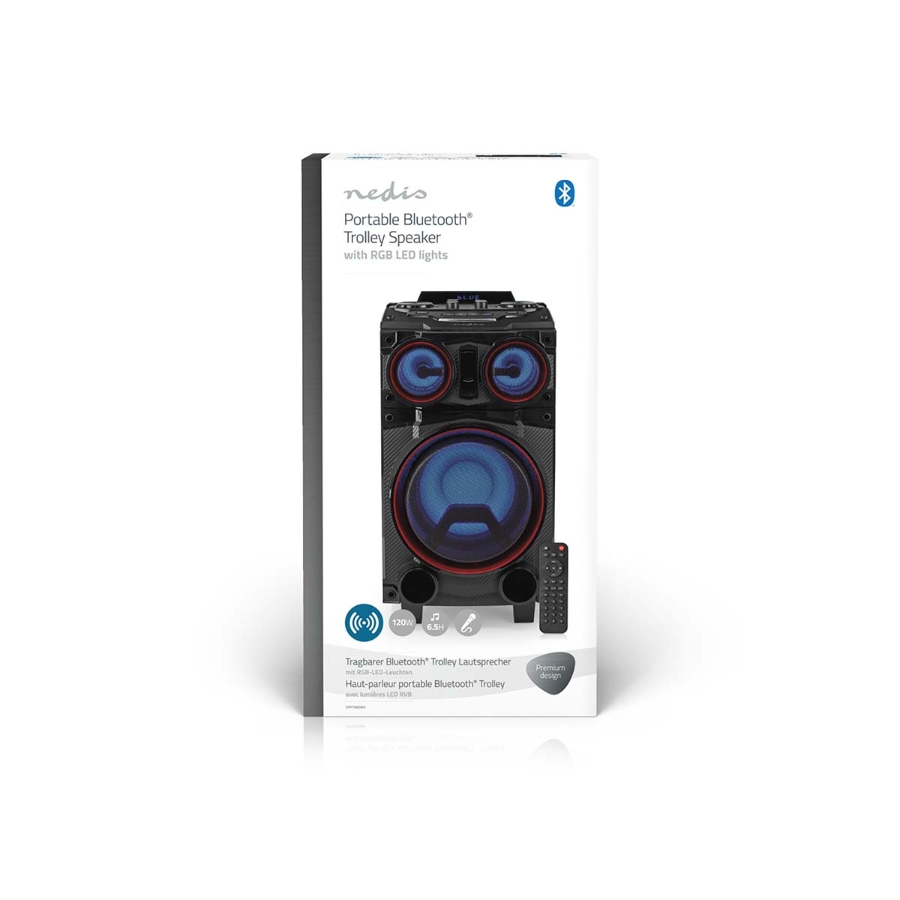 Nedis SPPT800BK Bluetooth-Party-Lautsprecher max. Batteriespielzeit: 6.5 Std | 120 W | Tragegriff