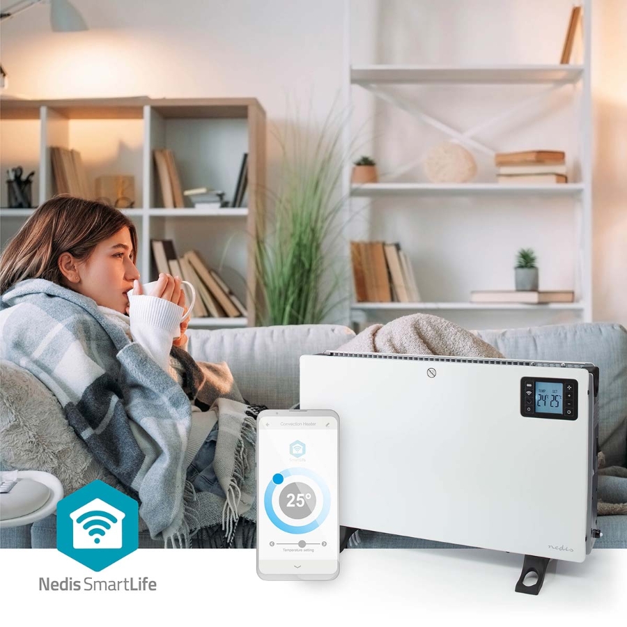 Nedis HTCO50WTW SmartLife Konvektionsheizgeräte Wi-Fi | 2000 W | 3 Wärmeeinstellungen | LCD