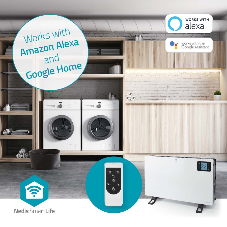 Nedis HTCO50WTW SmartLife Konvektionsheizgeräte Wi-Fi | 2000 W | 3 Wärmeeinstellungen | LCD