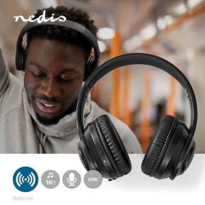 Nedis HPBT2261BK Drahtlose Over-Ear-Kopfhörer max. Batteriespielzeit: 16 Std | Eingebautes Mikro 