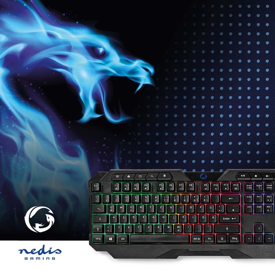 Nedis GKBD110BKDE Wired Gaming Keyboard USB Type-A | Folientasten | LED | QWERTZ | DE-Layout 