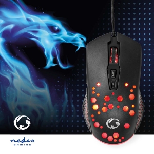 Nedis GMWD410BK Gaming Mouse Verdrahtet 1.50 m | RGB 800 / 1200 / 2400 / 3200 / 4800 / 7200 dpi | Einstellbar DPI
