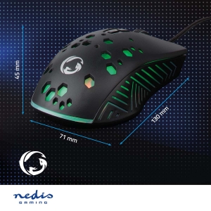 Nedis GMWD410BK Gaming Mouse Verdrahtet 1.50 m | RGB 800 / 1200 / 2400 / 3200 / 4800 / 7200 dpi | Einstellbar DPI
