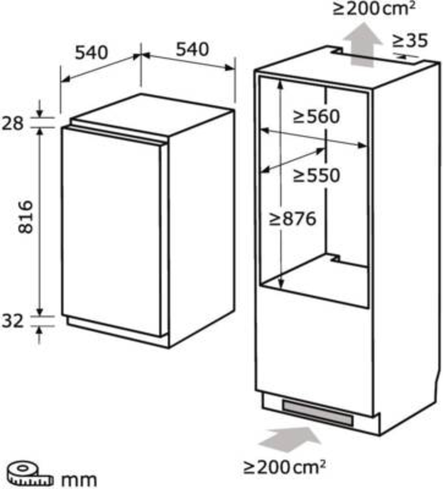 Exquisit EKS131-V-040E Einbau-Kühlschrank weiß Schlepptür 