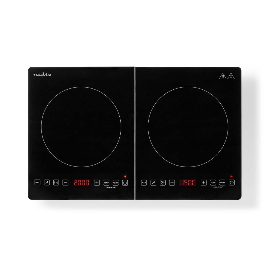 Nedis KAIP124CBK2 Induktionsherd Kochzone: 2 | 3500 W  Überhitzungsschutz | Schwarz | Timer |