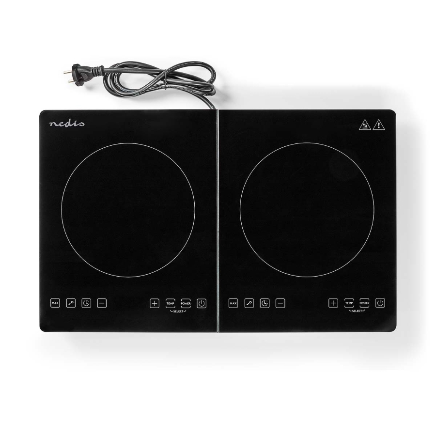 Nedis KAIP124CBK2 Induktionsherd Kochzone: 2 | 3500 W  Überhitzungsschutz | Schwarz | Timer |