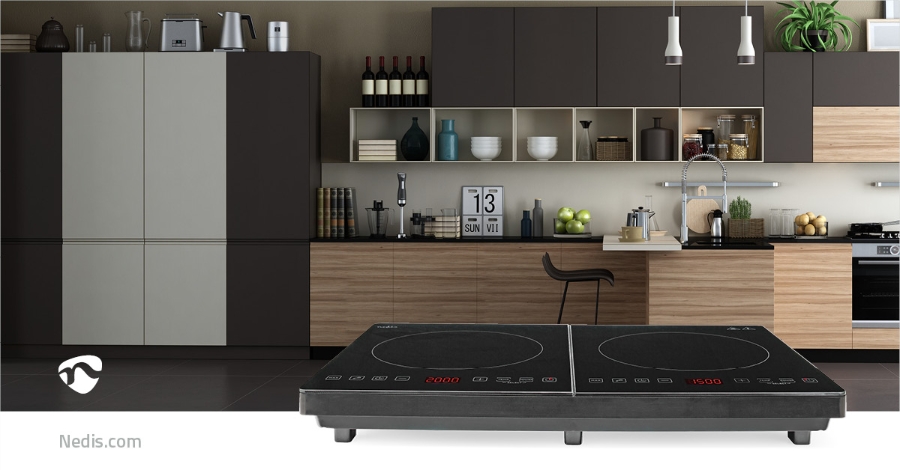 Nedis KAIP124CBK2 Induktionsherd Kochzone: 2 | 3500 W  Überhitzungsschutz | Schwarz | Timer |