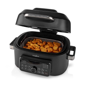 Nedis KAAFG600BK Heißluft Friteuse Digital | Schwarz 6 Liter | Timer: 120 min | Anzahl voreingestellter Programme: 7 