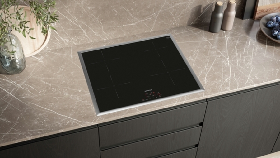 Siemens EH645BEB6E iQ100, Induktionskochfeld, 60 cm, Schwarz Mit Rahmen aufliegend
