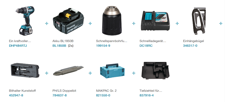 Makita DHP484RTJ  Akku-Schlagbohrschrauber LXT 18 V • 54 Nm • 0 - 2.000 U/min