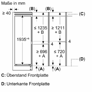 Siemens KB96NVFE0 Einbau-Kühl-Gefrier-Kombination mit Gefrierbereich HxB:193.5 x 70.8 cm, Flachscharnier,noFrost 
