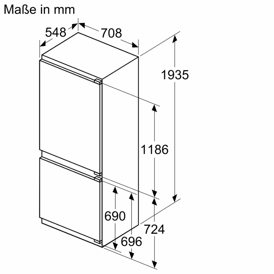 Siemens KB96NVFE0 Einbau-Kühl-Gefrier-Kombination mit Gefrierbereich HxB:193.5 x 70.8 cm, Flachscharnier,noFrost 