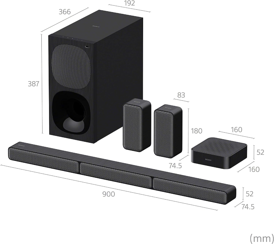 Sony HTS40R.CEL Soundbar 5.1-Kanal-Home-Entertainment inkl. kabelgebundenem Subwoofer, kabellosen 