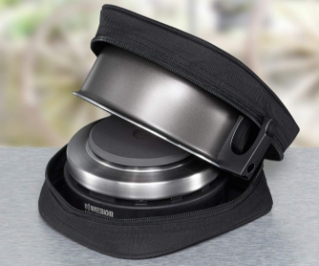 Rommelsbacher RK 501/S Reisekochplatte ideal für Reise und Camping Gussheizplatte 80 mm Ø, mit Alu-Topf & Etui, 