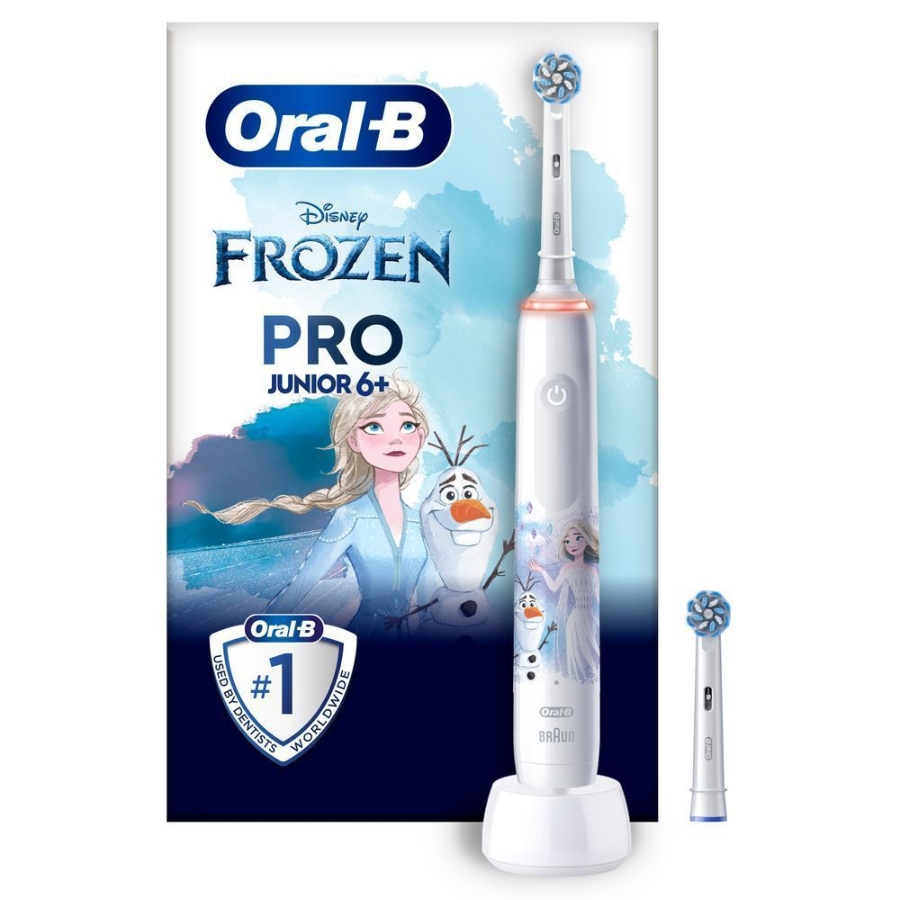 Oral-B Pro Junior Frozen Elektrische Zahnbürste,  für Kinder ab 6 Jahren, Weiß