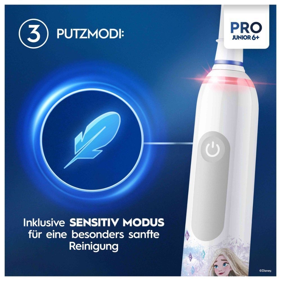 Oral-B Pro Junior Frozen Elektrische Zahnbürste,  für Kinder ab 6 Jahren, Weiß