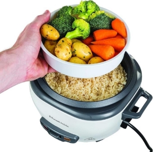 Russell Hobbs 27030-56 RH Medium Reiskocher inkl. Dampfgarer -Einsatz antihaftbeschichteter Gartopf, Reislöffel & Messbecher, 