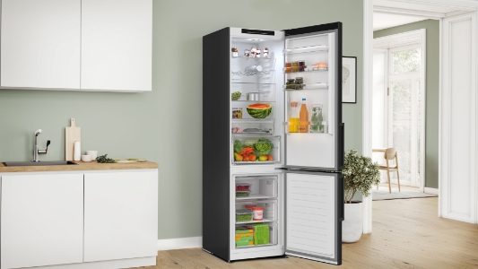 Bosch KGN39VXAT  Kühl-Gefrier-Kombination mit Gefrierbereich unten 203 x 60 cm, Edelstahl schwarz