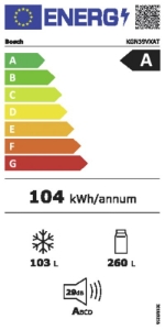 Bosch KGN39VXAT  Kühl-Gefrier-Kombination mit Gefrierbereich unten 203 x 60 cm, Edelstahl schwarz