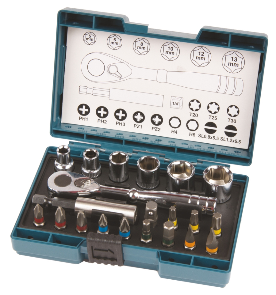 Makita B-54081  Ratschen-Bitset 21 teilig 