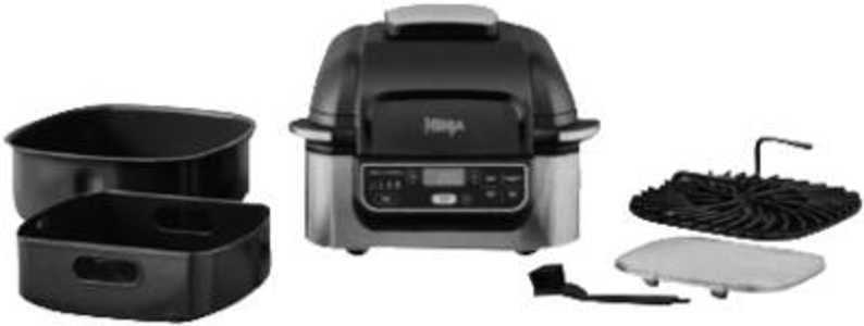 Ninja AG301EU Foodi Grill & Airfryer, 5,7L Heißluftfritteuse 5-in-1, Schwarz/Silber 